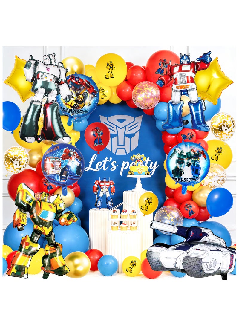 FRUITFUL PARTY 82pcs Transformers Birthday Balloon Arch Kit, Transformers Balloon Decoration Set with Autobot Decepticon Foil Balloons, Heroic Balloons & Balloon Arch Accessories Transformers Birthday Party Supplies - Image 1